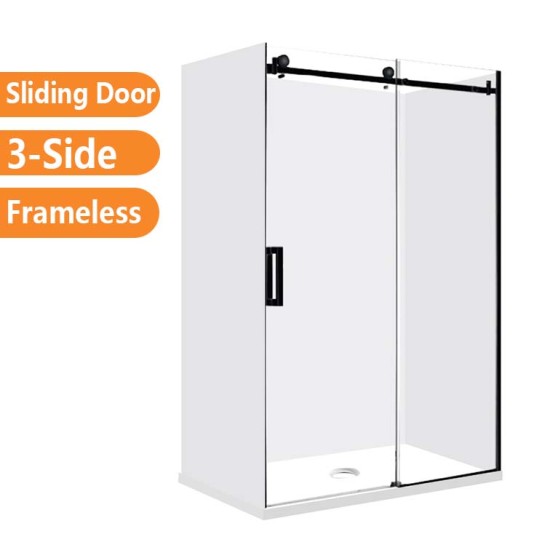 1170*870*1950mm 3 Sides Black Frameless Sliding Door Rectangle Shower Box 1170*870*1950mm 3 Sides Black Frameless Sliding Door Rectangle Shower Box